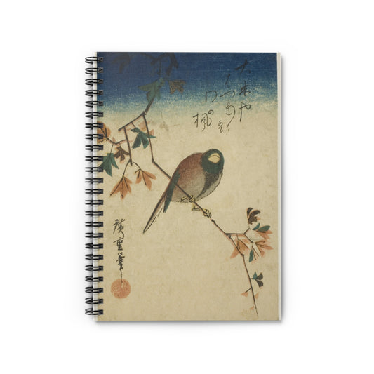Bird on maple branch - Ruled Line Note -