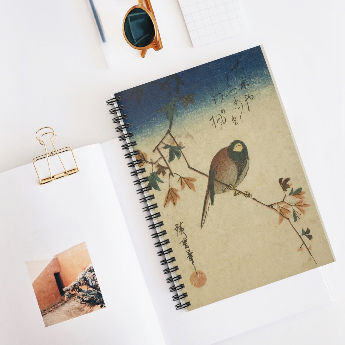 Bird on maple branch - Ruled Line Note -