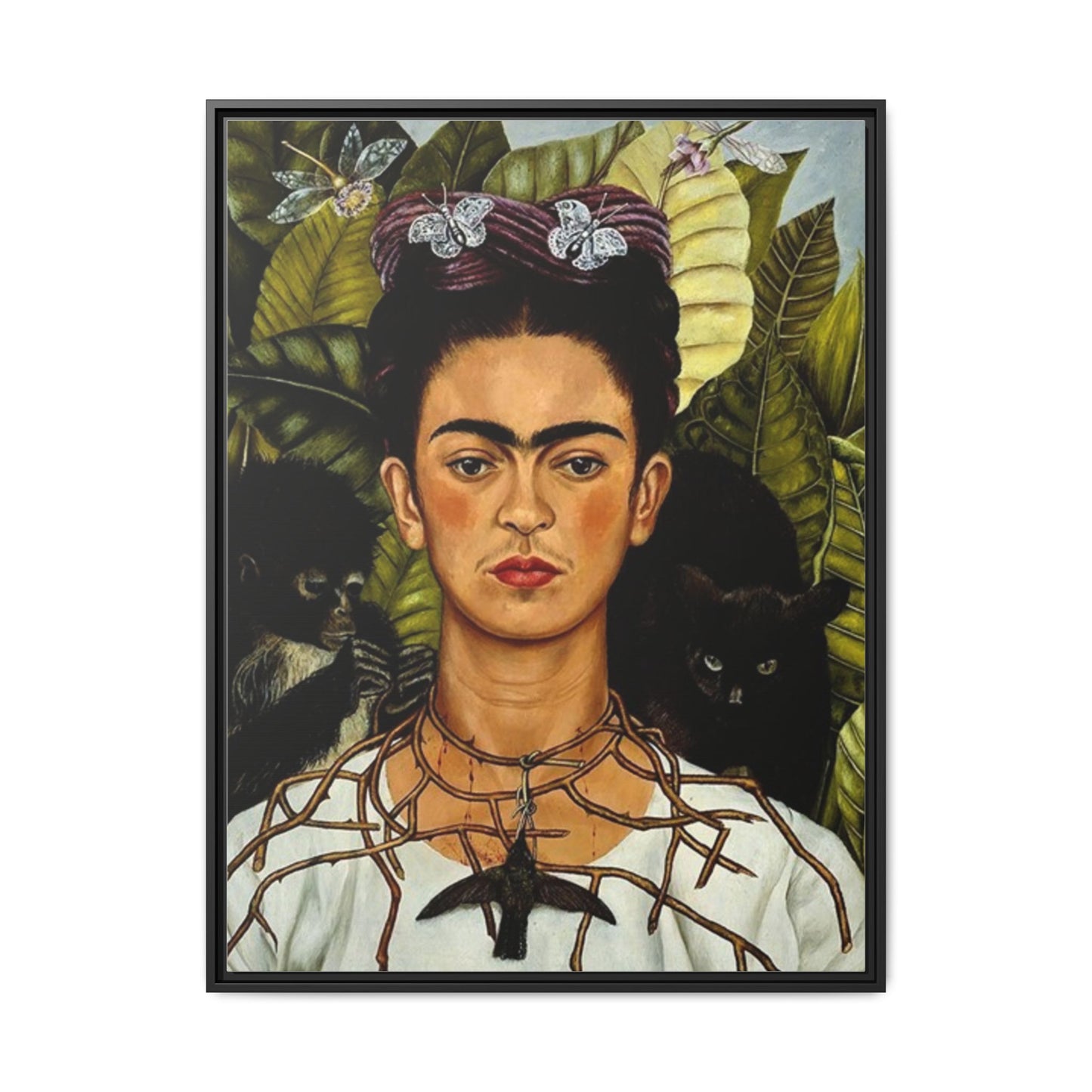 Self-Portrait with Thorn Necklace and Hummingbird | Frida Kahlo - Framed -