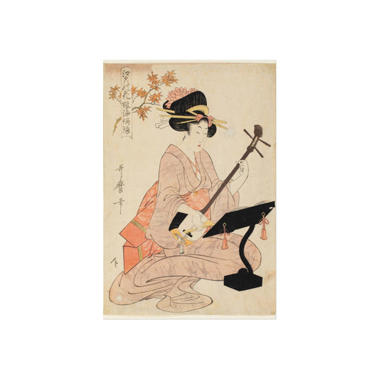 Maple Leaves Koyo and Shamisen | Kitagawa Utamaro - Giclée -