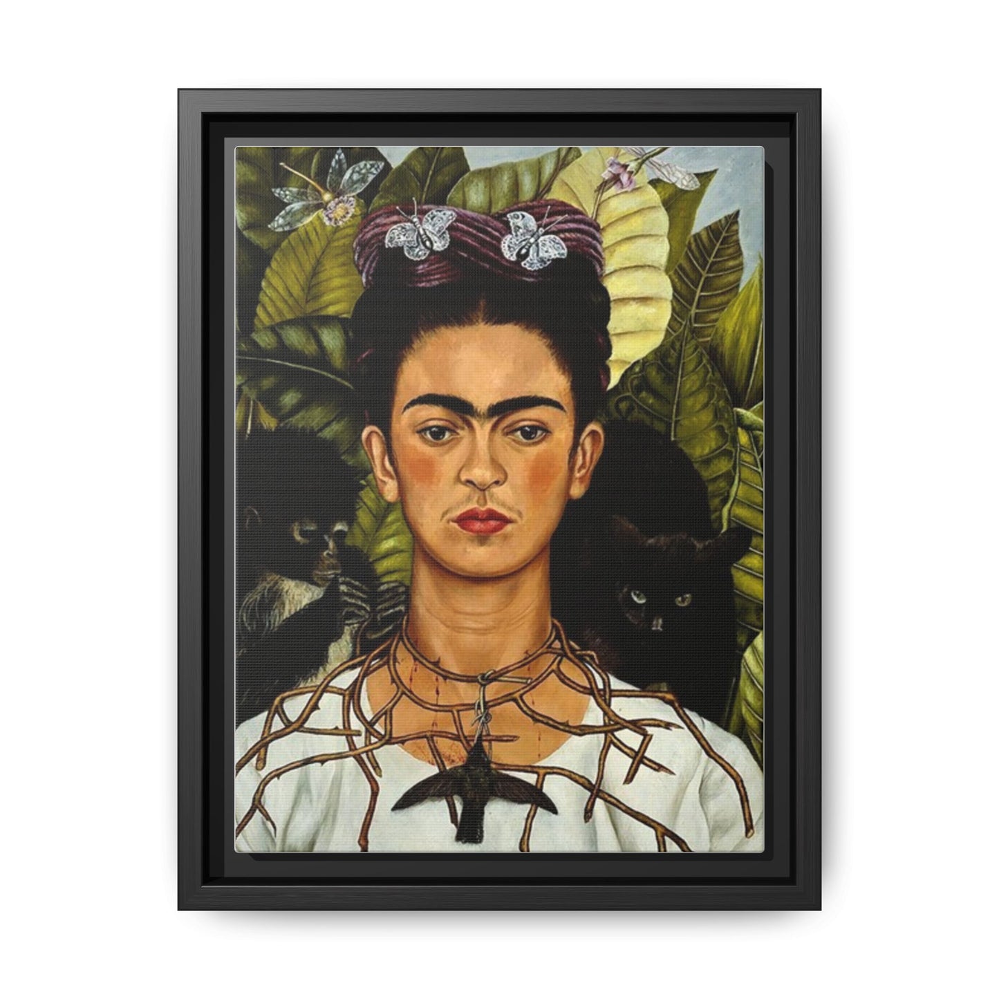 Self-Portrait with Thorn Necklace and Hummingbird | Frida Kahlo - Framed -