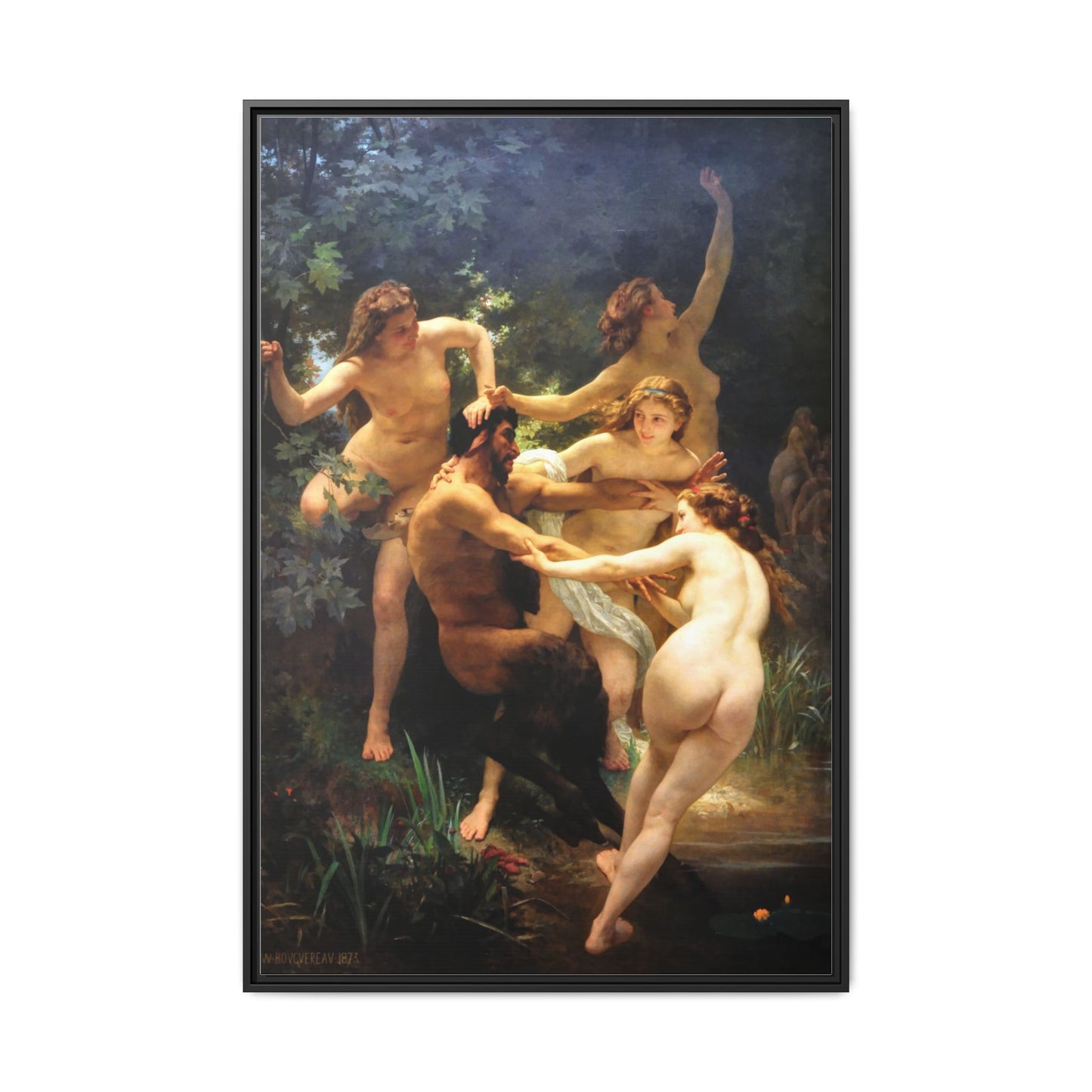 Nymphs and Satyr | William-Adolphe Bouguereau - Framed -