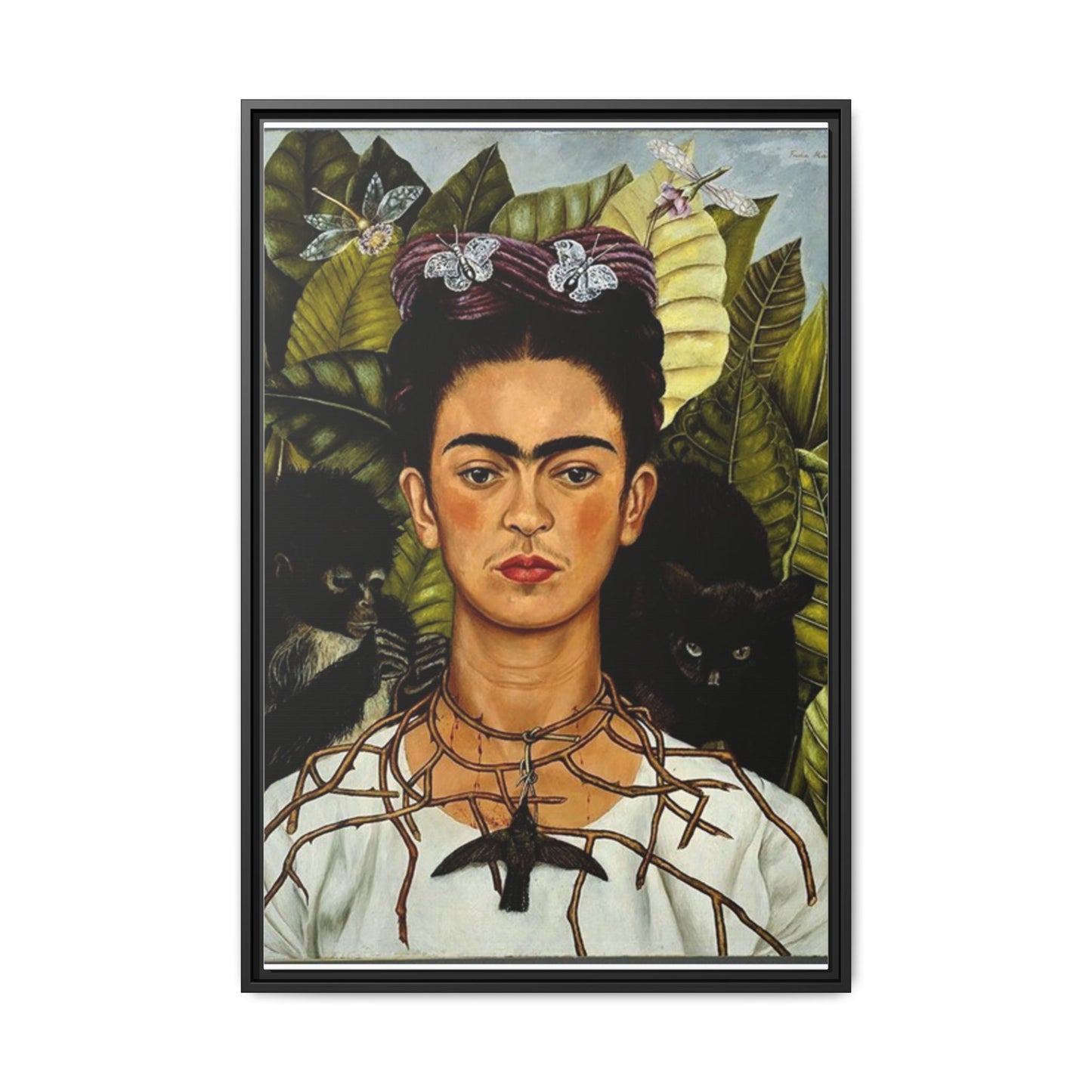 Self-Portrait with Thorn Necklace and Hummingbird | Frida Kahlo - Framed -