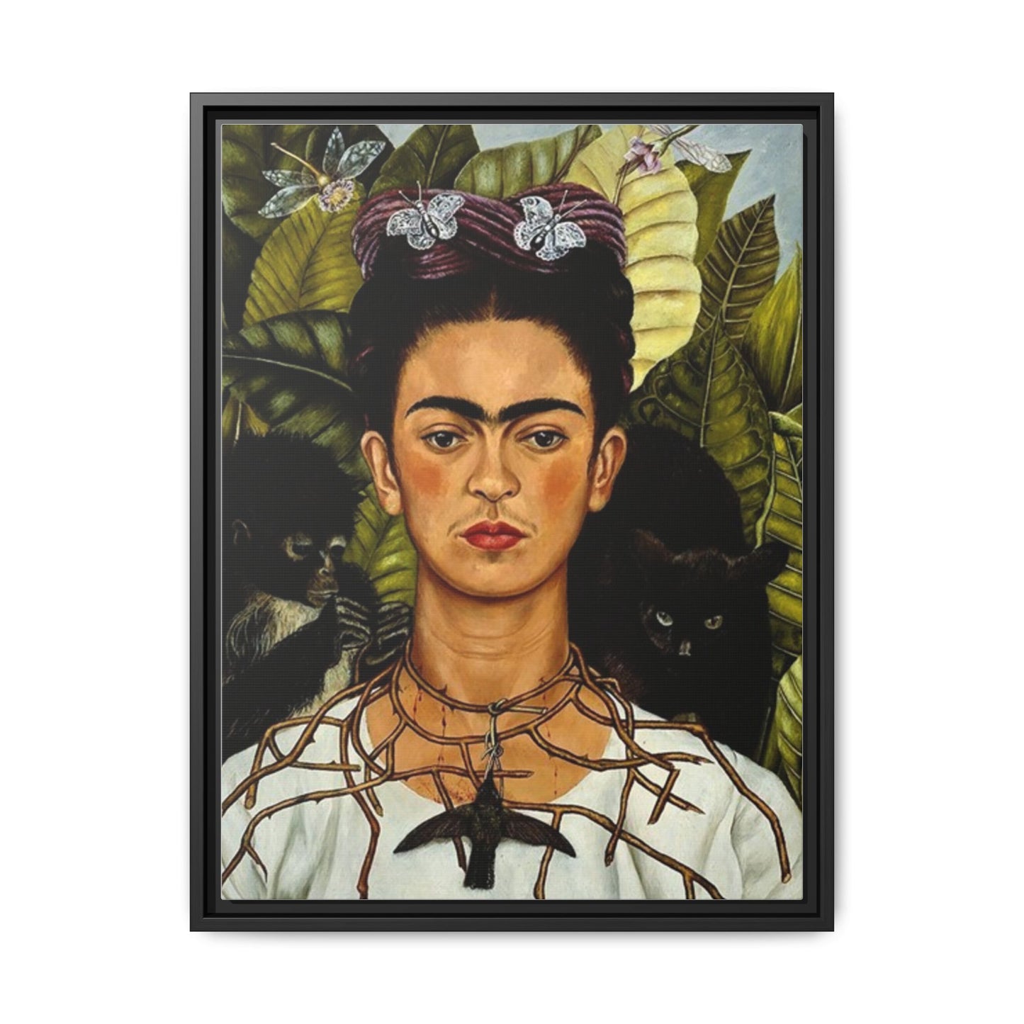 Self-Portrait with Thorn Necklace and Hummingbird | Frida Kahlo - Framed -